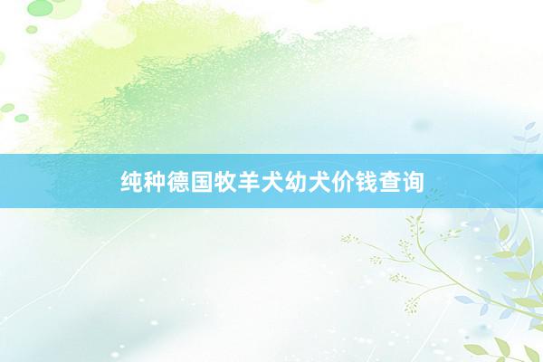 纯种德国牧羊犬幼犬价钱查询